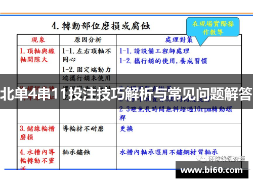 北单4串11投注技巧解析与常见问题解答